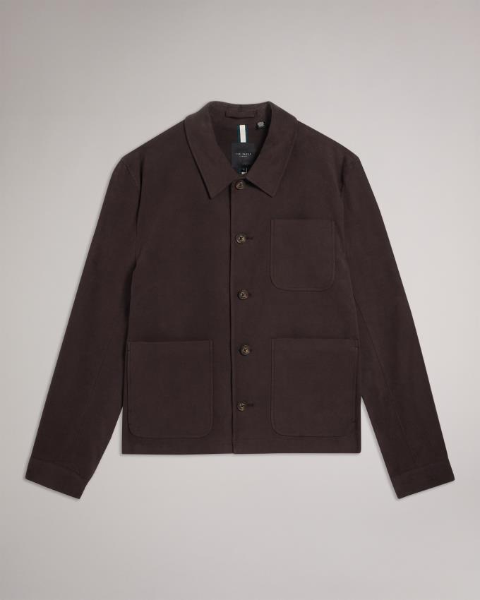 Veste Ted Baker Button Through Moleskin Marron Foncé Homme | TJM-57569659